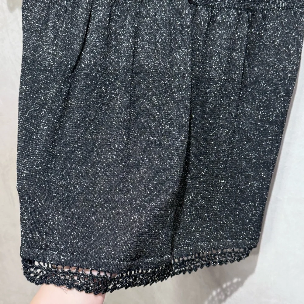 Michael Simon Vintage Black Gold Lurex Blouse, Whimsigoth 90s/Y2K Glam Holiday - Picture 12 of 15
